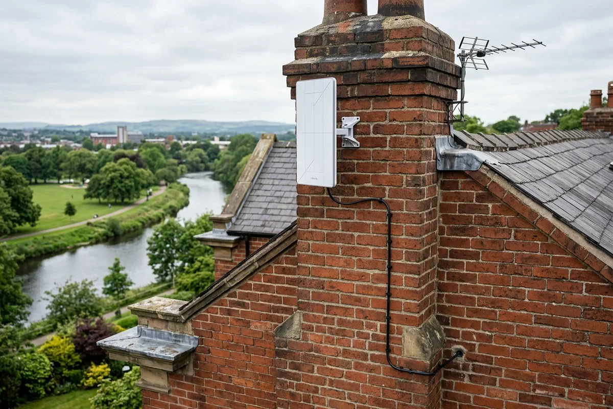 Starlink installation Bamber Bridge certified local dish fitting on Victorian residence