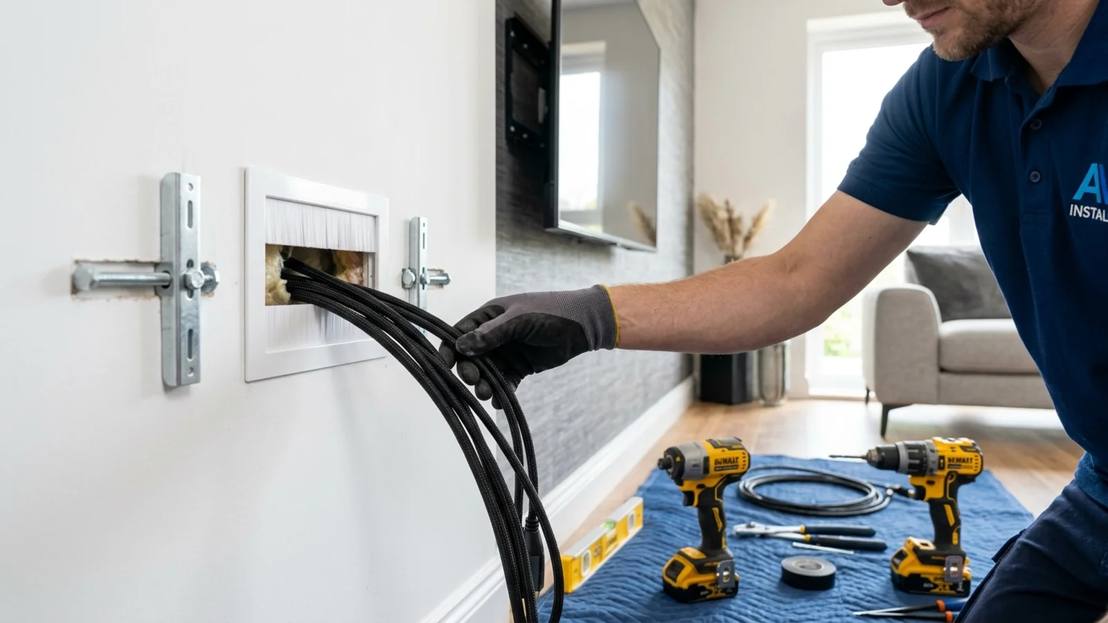 In-Wall Cable Concealment for TV Wall Mounting in Brownhill