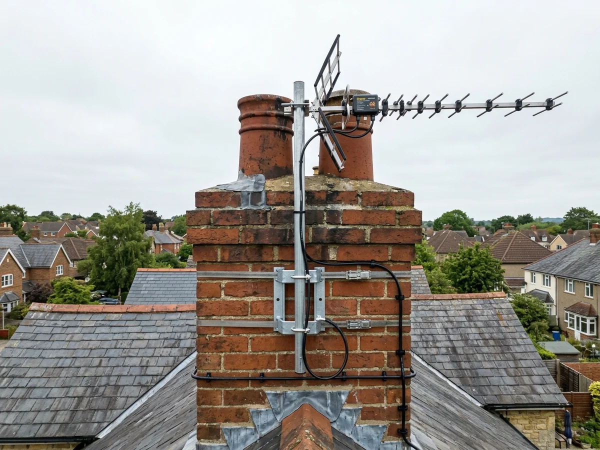 High-Gain Digital TV Aerial Chimney Installation