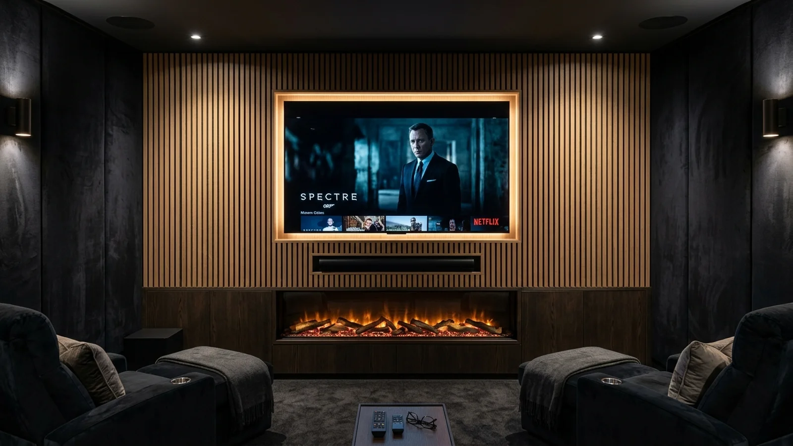 Luxury Acoustic Media Wall TV Installation in Chester with Recessed OLED Display