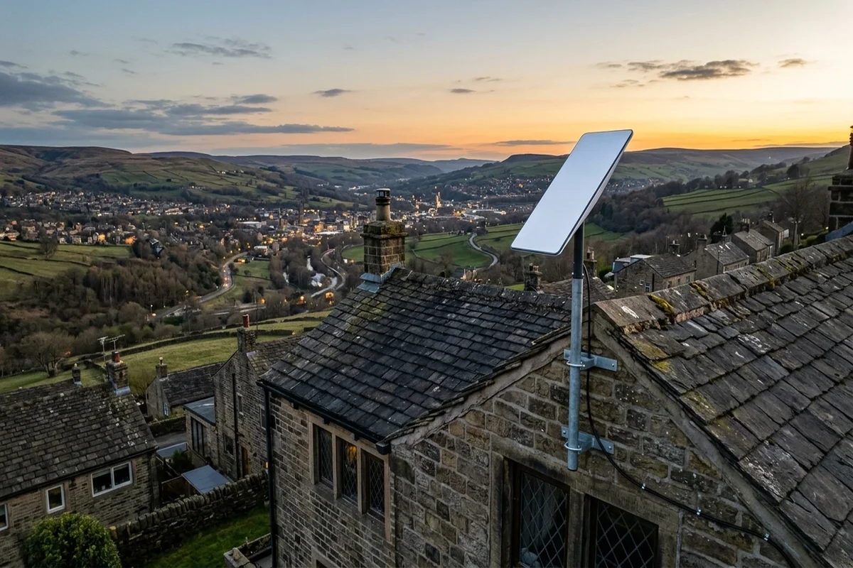 Starlink installation Denby Dale certified local dish fitting on Victorian residence