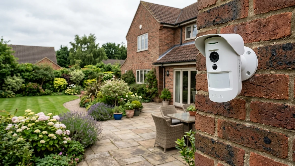 Ajax MotionCam Outdoor mounted on exterior brickwork monitoring a Doncaster residential driveway