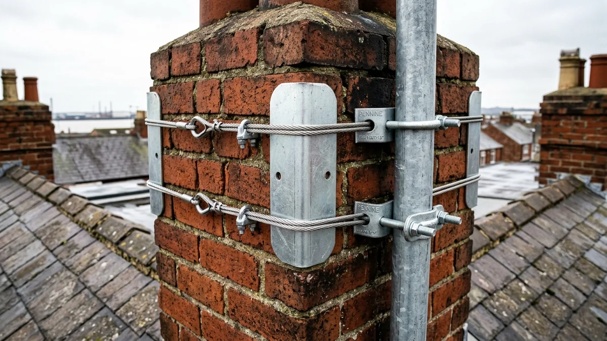 Heavy-duty storm-proof chimney aerial mount in Hull with double stainless steel lashing wire