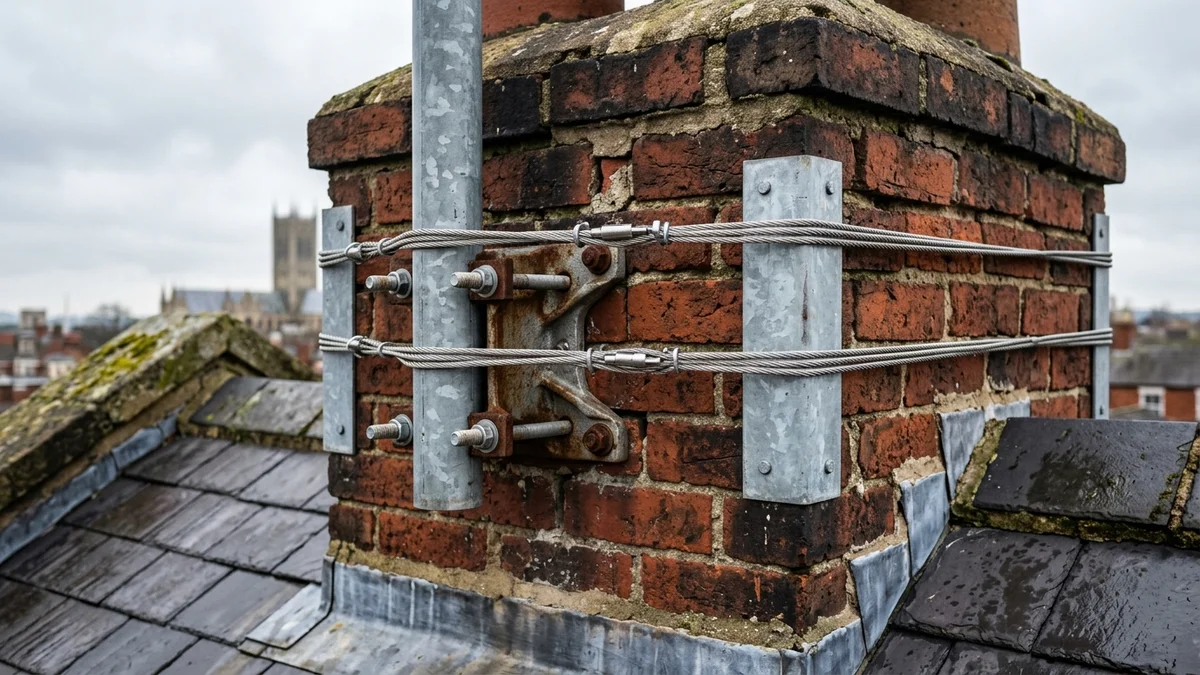 Heavy-duty storm-proof chimney aerial mount in Lincoln with double stainless steel lashing wire