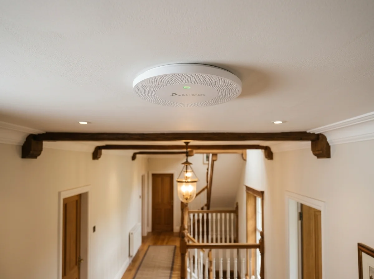 TP-Link Omada Pro flush ceiling access point installation in a Middlesbrough executive detached home hallway