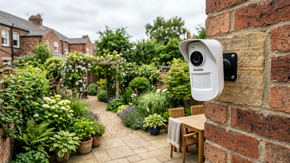 Ajax MotionCam Outdoor mounted on exterior brickwork monitoring a Sunderland residential driveway